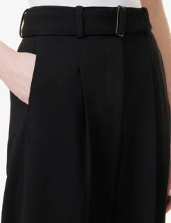 Joseph Drew Tapered-leg High-rise Stretch-woven Trousers -Women Clothing Store R04095198 BLACK ALT04