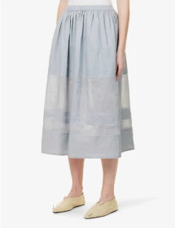 Joseph Sully Panelled Silk Midi Skirt -Women Clothing Store R04095427 DUSTYBLUE ALT02