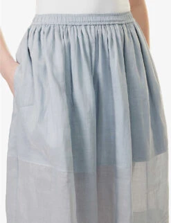 Joseph Sully Panelled Silk Midi Skirt -Women Clothing Store R04095427 DUSTYBLUE ALT04