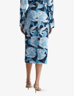 Reiss Jackson Foral-print Front-slip Woven Midi Skirt -Women Clothing Store R04095899 NAVYBLUE ALT03