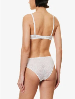 Calvin Klein Sheer Marquisette Floral-embroidered Stretch-lace Bra 8 Calvin Klein Sheer Marquisette Floral-embroidered Stretch-lace Bra -Women Clothing Store R04096774 WHITE ALT03