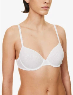 Calvin Klein Sheer Marquisette Floral-embroidered Stretch-lace Bra 9 Calvin Klein Sheer Marquisette Floral-embroidered Stretch-lace Bra -Women Clothing Store R04096774 WHITE ALT04