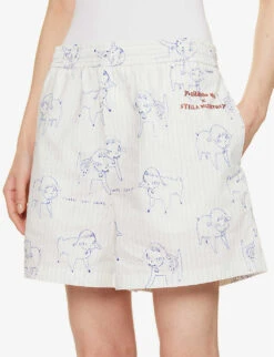 Yoshitomo Nara X Stella McCartney Graphic-print Cotton-poplin Shorts -Women Clothing Store R04099325 MULTICOLOR ALT04