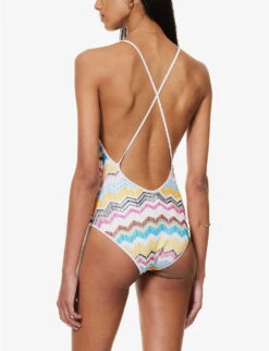 Missoni Chevron-knit V-neck Swimsuit -Women Clothing Store R04100166 MULTICOLORCHEVRON ALT03