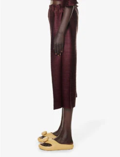Route Wide-leg Mid-rise Knitted Trousers -Women Clothing Store R04100470 86BURGUNDY ALT02