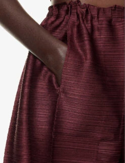 Route Wide-leg Mid-rise Knitted Trousers -Women Clothing Store R04100470 86BURGUNDY ALT04