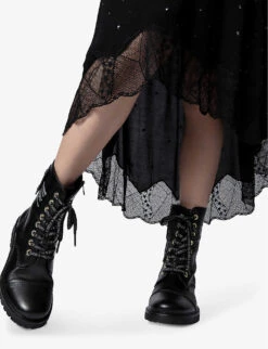 Zadig & Voltaire Joslin Crystal-embellished Woven Midi Skirt -Women Clothing Store R04101049 NOIR ALT04