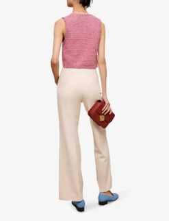 Maje Wide-leg High-rise Stretch-woven Trousers -Women Clothing Store R04101542 BLANC ALT03