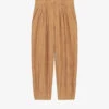 Maje Palm-Tree Embroidered Carrot-leg, High-rise Cotton Trousers