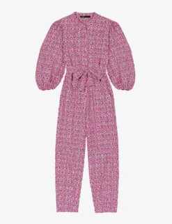 Maje Pyad Floral-print Puff-sleeve Cotton Jumpsuit