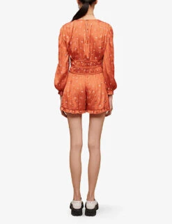 Maje Floral-embroidered Satin Jumpsuit -Women Clothing Store R04101915 JAUNESORANGES ALT03