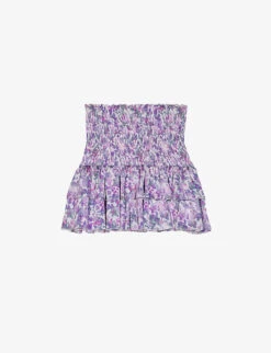 Maje Juvard Floral-print Ruffled Woven Mini Skirt