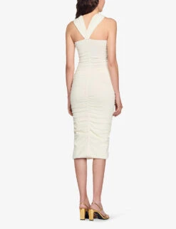 Sandro Mery Open-work Twist-strap Stretch-knit Midi Dress -Women Clothing Store R04102679 NATURELS ALT03