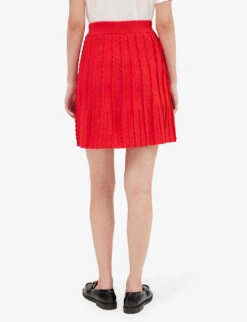 CLAUDIE PIERLOT Merina Scalloped-edge High-waisted Knitted Mini Skirt -Women Clothing Store R04103301 ROUGES ALT03