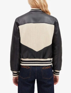 CLAUDIE PIERLOT Contrast Panelled Leather And Knit Bomber Jacket -Women Clothing Store R04103343 DIVERS ALT03