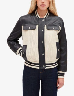 CLAUDIE PIERLOT Contrast Panelled Leather And Knit Bomber Jacket -Women Clothing Store R04103343 DIVERS ALT04