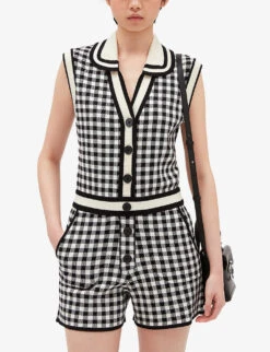 CLAUDIE PIERLOT Macombi Gingham Woven Playsuit -Women Clothing Store R04103379 DIVERS ALT04