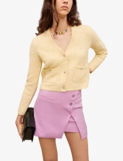 Maje Asymmetric Style Low-rise Stretch-woven Mini Skirt -Women Clothing Store R04103983 VIOLETS ALT02