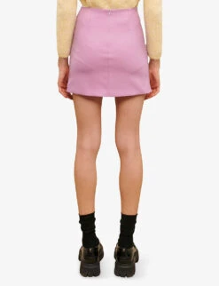 Maje Asymmetric Style Low-rise Stretch-woven Mini Skirt -Women Clothing Store R04103983 VIOLETS ALT03