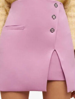 Maje Asymmetric Style Low-rise Stretch-woven Mini Skirt -Women Clothing Store R04103983 VIOLETS ALT04