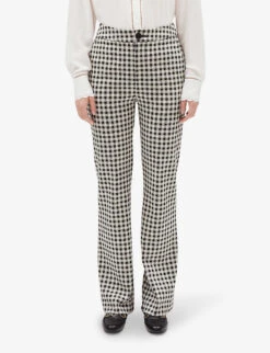 CLAUDIE PIERLOT Piny High-rise Gingham Stretch-woven Trousers -Women Clothing Store R04104035 DIVERS ALT02