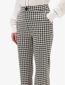 CLAUDIE PIERLOT Piny High-rise Gingham Stretch-woven Trousers -Women Clothing Store R04104035 DIVERS ALT04