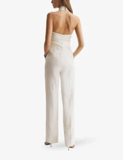 Reiss Carmen Halter-neck Straight-leg Woven Jumpsuit -Women Clothing Store R04107015 WHITE ALT03