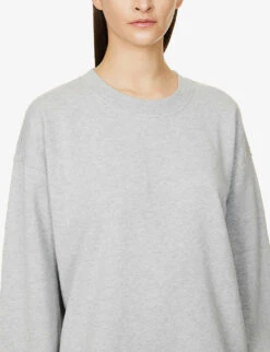 Lululemon Perfectly Oversized Cotton-jersey Sweatshirt -Women Clothing Store R04108459 LIGHTGREY ALT04