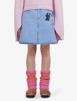 Marni Graphic-embroidered Denim Mini Skirt -Women Clothing Store R04110554 ILLUSIONBLUE ALT02