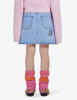 Marni Graphic-embroidered Denim Mini Skirt -Women Clothing Store R04110554 ILLUSIONBLUE ALT03