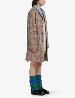 Marni Single-breasted Checked Relaxed-fit Wool Coat -Women Clothing Store R04110605 SESAME ALT02