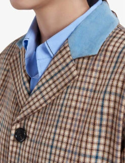 Marni Single-breasted Checked Relaxed-fit Wool Coat -Women Clothing Store R04110605 SESAME ALT04