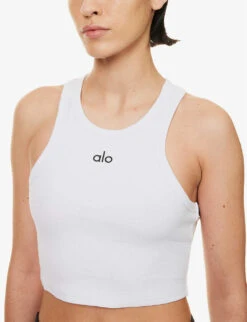 Aspire Brand-print Stretch-cotton Tank Top -Women Clothing Store R04111680 WHITEBLACK ALT04