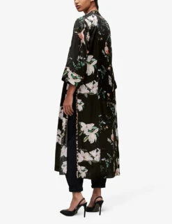 AllSaints Floral-print Woven Kimono 9 AllSaints Floral-print Woven Kimono -Women Clothing Store R04114856 BLACK ALT04
