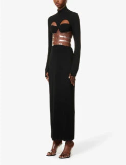 Christopher Kane The Rib Cage Cut-out Stretch-woven Maxi Dress -Women Clothing Store R04118388 BLACK ALT02