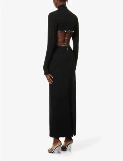 Christopher Kane The Rib Cage Cut-out Stretch-woven Maxi Dress -Women Clothing Store R04118388 BLACK ALT03