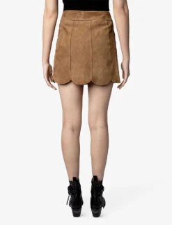 Zadig & Voltaire Scalloped-hem Suede Mini Skirt -Women Clothing Store R04118649 ECORCE ALT03
