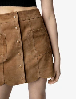 Zadig & Voltaire Scalloped-hem Suede Mini Skirt -Women Clothing Store R04118649 ECORCE ALT04