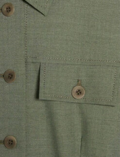 CLAUDIE PIERLOT Janis Belted Collared Stretch-woven Playsuit -Women Clothing Store R04119113 VERTS ALT05