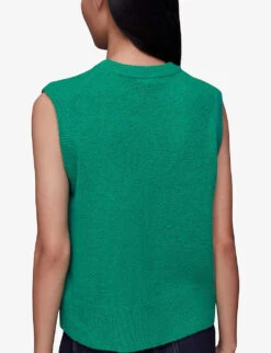 Whistles Kira Round-neck Stretch-knit Sweater Vest -Women Clothing Store R04120560 GREEN ALT03