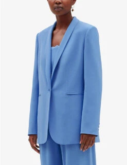 CLAUDIE PIERLOT Variete Shawl-collar Single-breasted Woven Blazer -Women Clothing Store R04121204 BLEUS ALT02