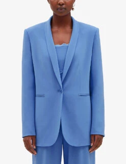 CLAUDIE PIERLOT Variete Shawl-collar Single-breasted Woven Blazer -Women Clothing Store R04121204 BLEUS ALT04