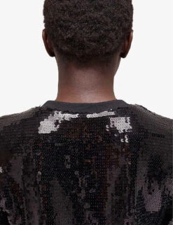 THE KOOPLES Sequinned Stretch-woven Mini T-shirt Dress -Women Clothing Store R04122314 BLA01 ALT05