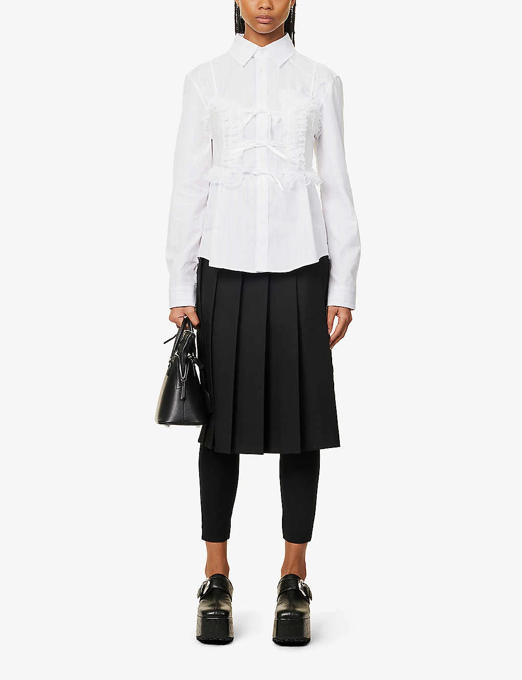 Lace-overlay Striped Cotton Shirt 2 Lace-overlay Striped Cotton Shirt - Image 2