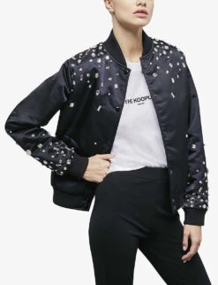 THE KOOPLES Rhinestone-embellished Satin Bomber Jacket -Women Clothing Store R04124532 BLA01 ALT02
