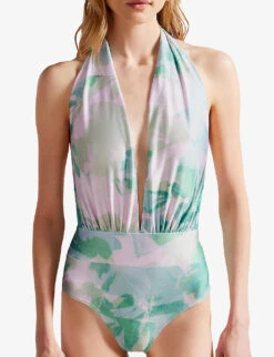 Ted Baker Milene Abstract-print Stretch-woven Swimsuit 6 Ted Baker Milene Abstract-print Stretch-woven Swimsuit -Women Clothing Store R04125138 GREEN ALT02