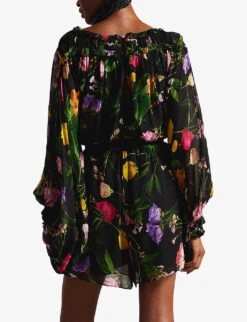 Ted Baker Floral-print Woven Mini Dress 7 Ted Baker Floral-print Woven Mini Dress -Women Clothing Store R04125142 BLACK ALT03