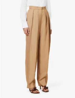 STELLA MCCARTNEY Tapered Mid-rise Woven Trousers -Women Clothing Store R04125574 CARAMEL ALT02
