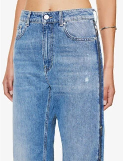STELLA MCCARTNEY Distressed Zipped-panel Straight-leg High-rise Jeans -Women Clothing Store R04125584 MIDBLUE ALT04