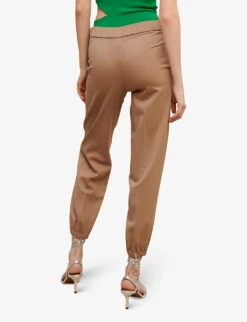 Maje Elasticated-cuffs Straight-leg Mid-rise Recycled-polyester Trousers -Women Clothing Store R04125946 NATURELS ALT03